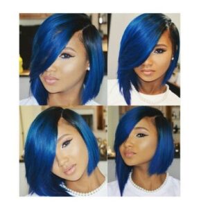 Bold Bright Blue short wave hair style