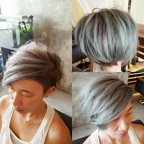 Silvered Side swept hair Style