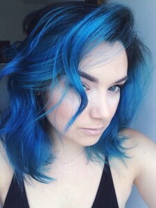 bold bright blue hair style