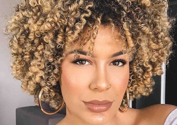 Black Curly Spiral Bob with Highlights hairstyles