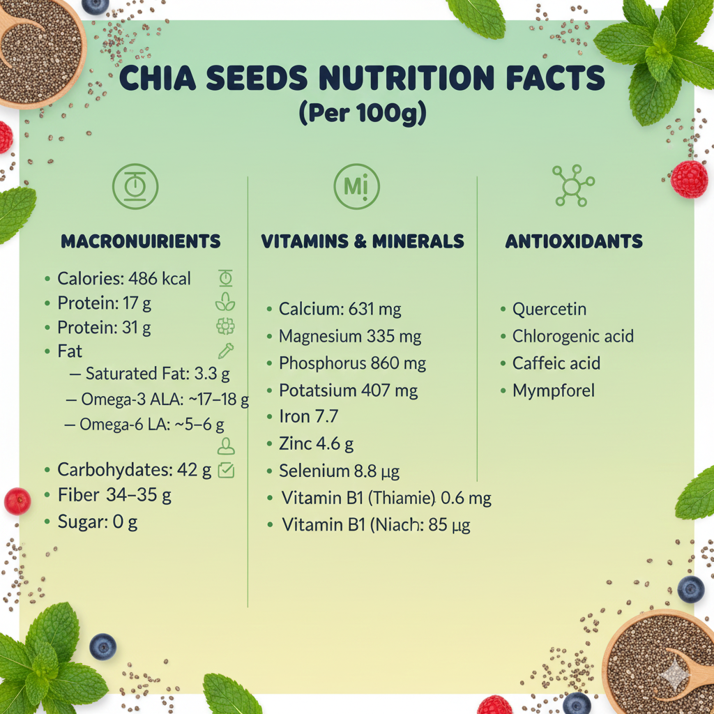Chia Seeds Nutrition Facts (Per 100g)