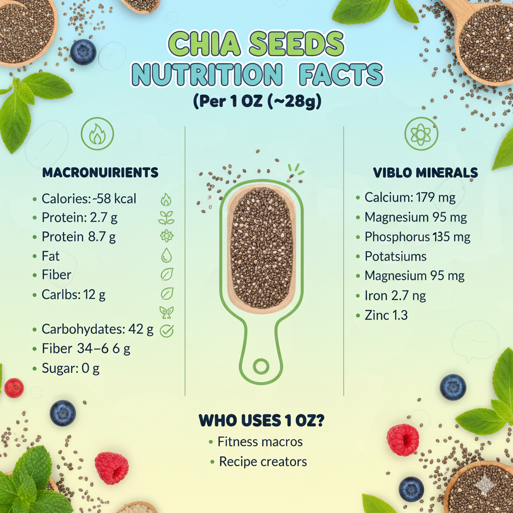 Chia Seeds Nutrition Per 1 oz (28g)